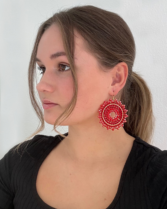 Boho-Ohrringe Rot