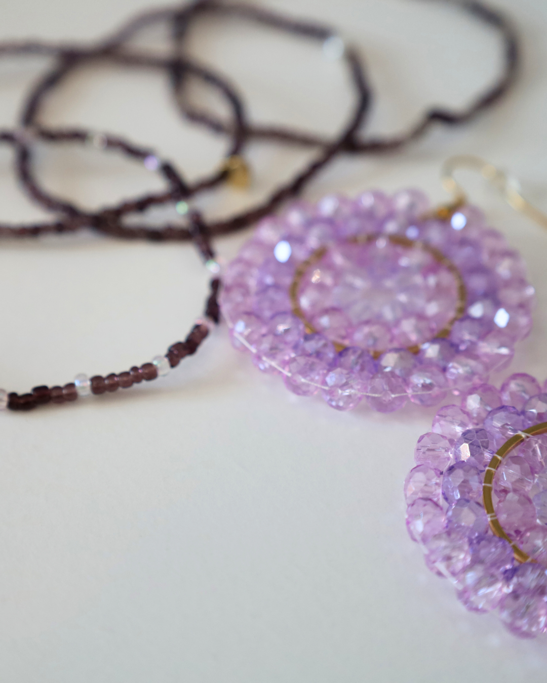 Boho-Ohrringe Lila/Rosa