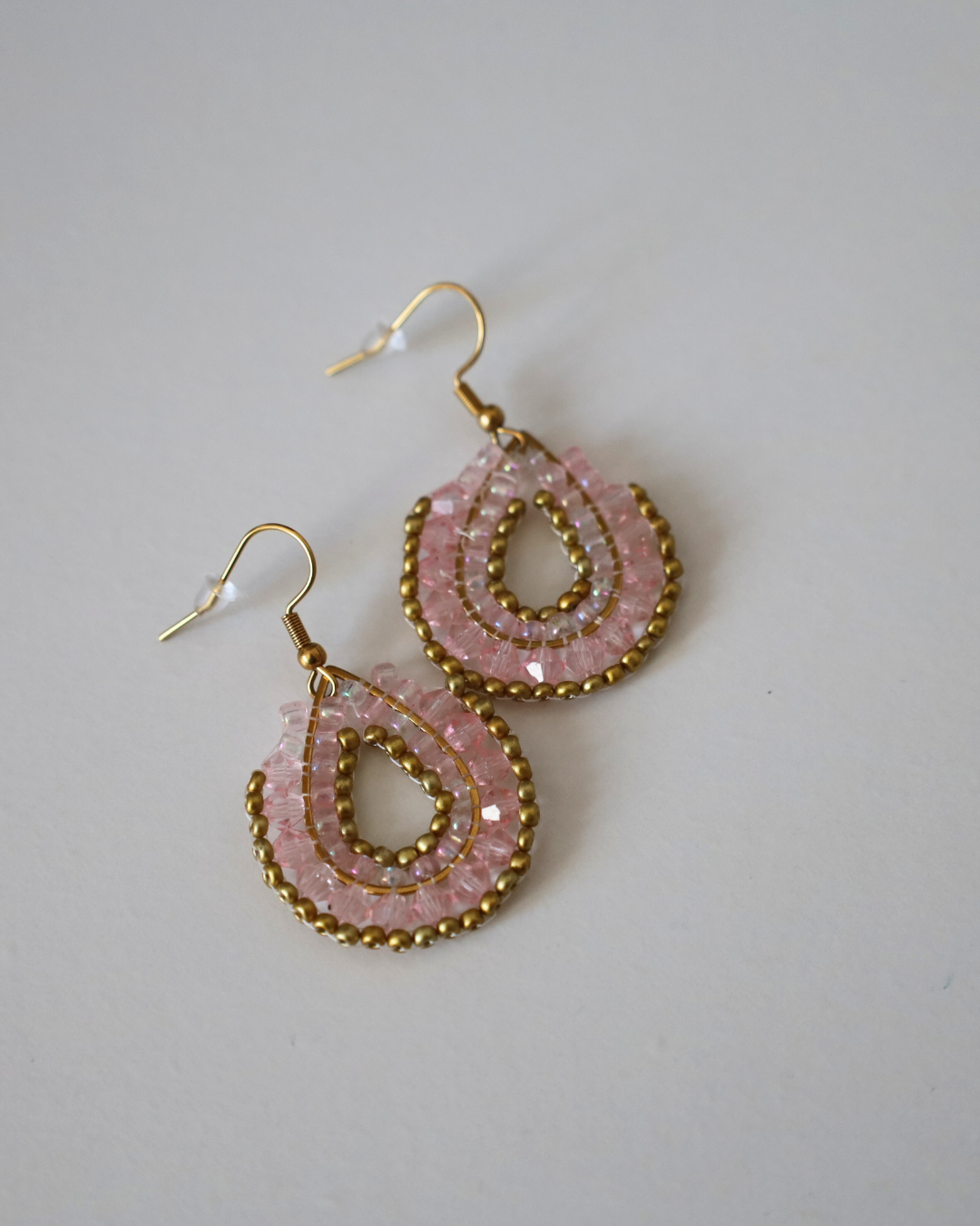 Boho-Ohrringe Rosa/Gold