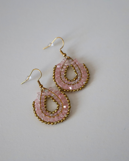 Boho-Ohrringe Rosa/Gold