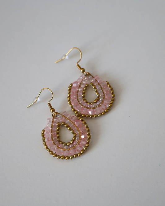 Boho-Ohrringe Rosa/Gold