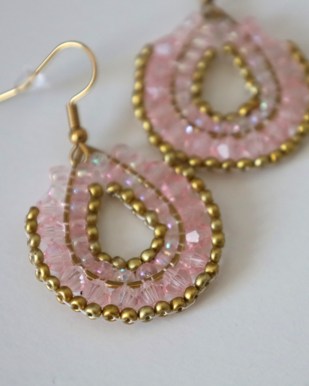 Boho-Ohrringe Rosa/Gold