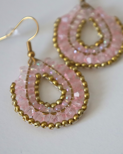 Boho-Ohrringe Rosa/Gold