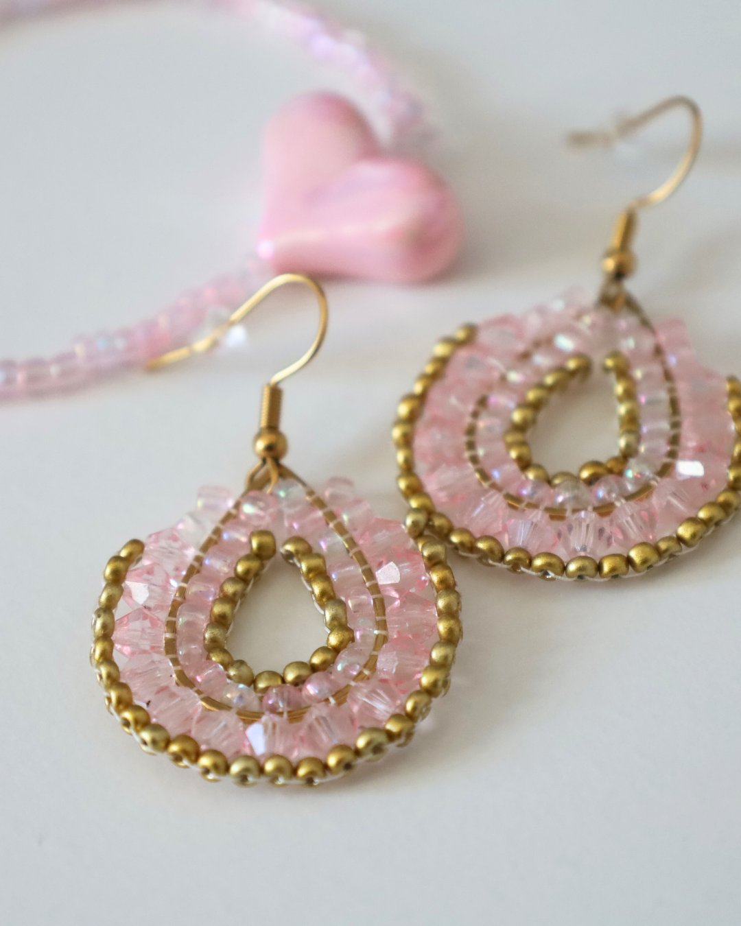 Boho-Ohrringe Rosa/Gold