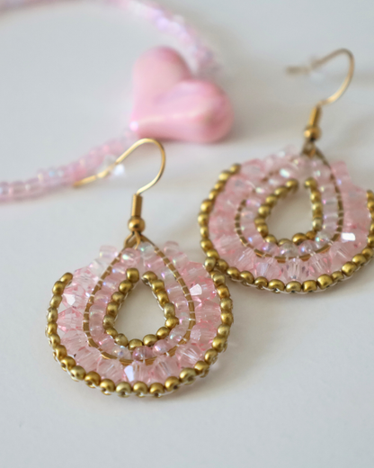 Boho-Ohrringe Rosa/Gold